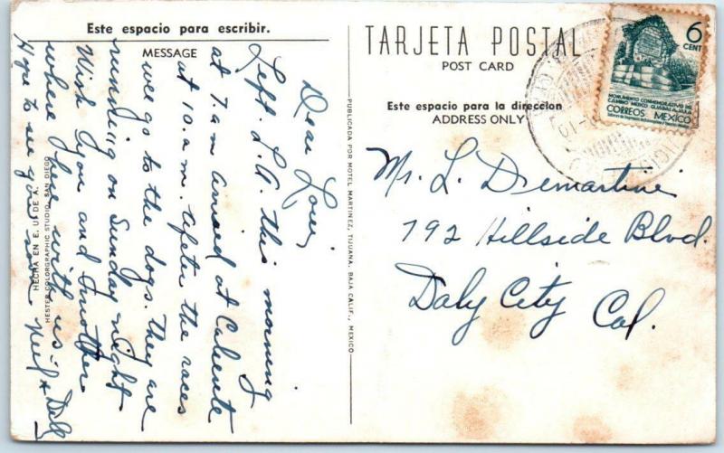 TIJUANA, Baja California Mexico  CLUB HOUSE - RACE TRACK  ca 1950s  Postcard