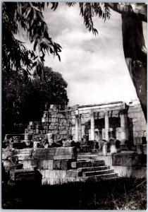 VINTAGE CONTINENTAL SIZED POSTCARD REAL PHOTO OF THE CAPERNAUM SYNAGOGUE ISRAEL