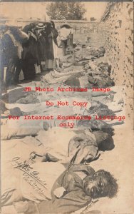 Mexico Border War, RPPC, Line of Dead Men Executed along a Wall, Garcia Durango