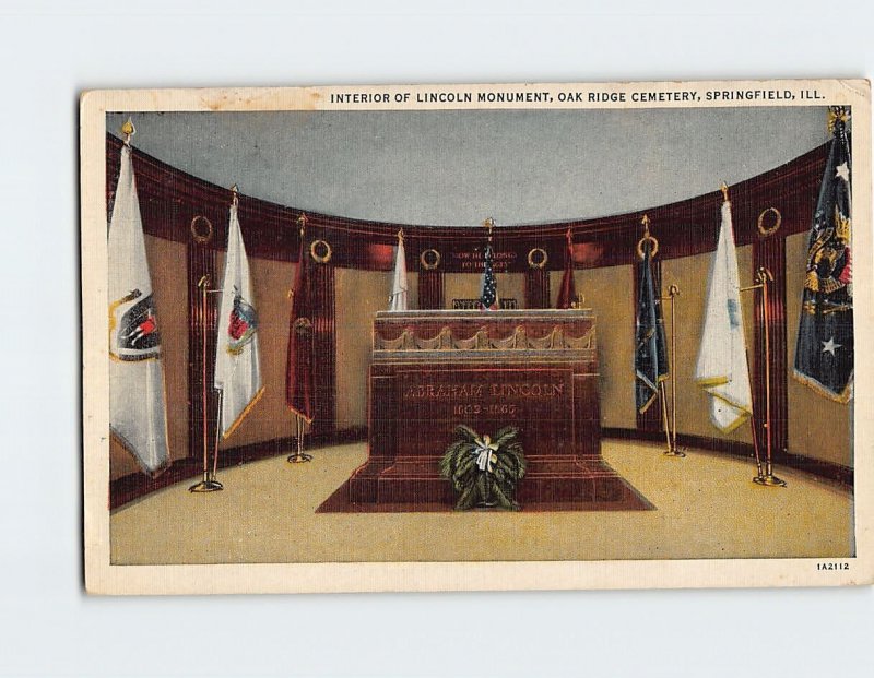 Postcard Interior Of Lincoln Monument Oak Ridge Cemetery Springfield IL USA