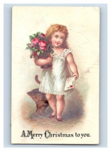 1870's-80's Christmas New years Cute Girl Lot Of 4 Victorian Trade Card P24