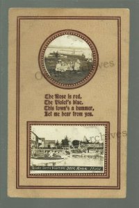 Deer River MINNESOTA RPPC c1912 DUCK HUNTING Boat AMERICAN FLAG nr Grand Rapids