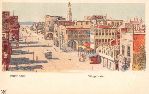 Port Said Egypt Street Scene Trolley Vintage Postcard JF235476