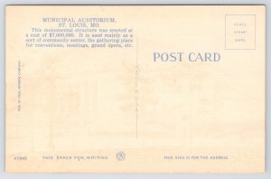 Linen~Municipal Auditorium~Monumental Structure~Corner~Courtyard~St Louis~Vtg PC