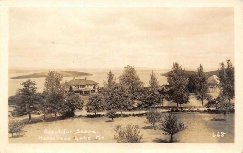 Northeast Somerset? Maine~Moosehead Lake~Palatial Home & Pavilion~RPPC c1928 