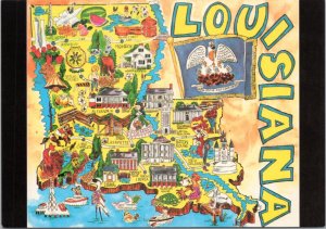 Postcard Map Louisiana cities and tourist attractions