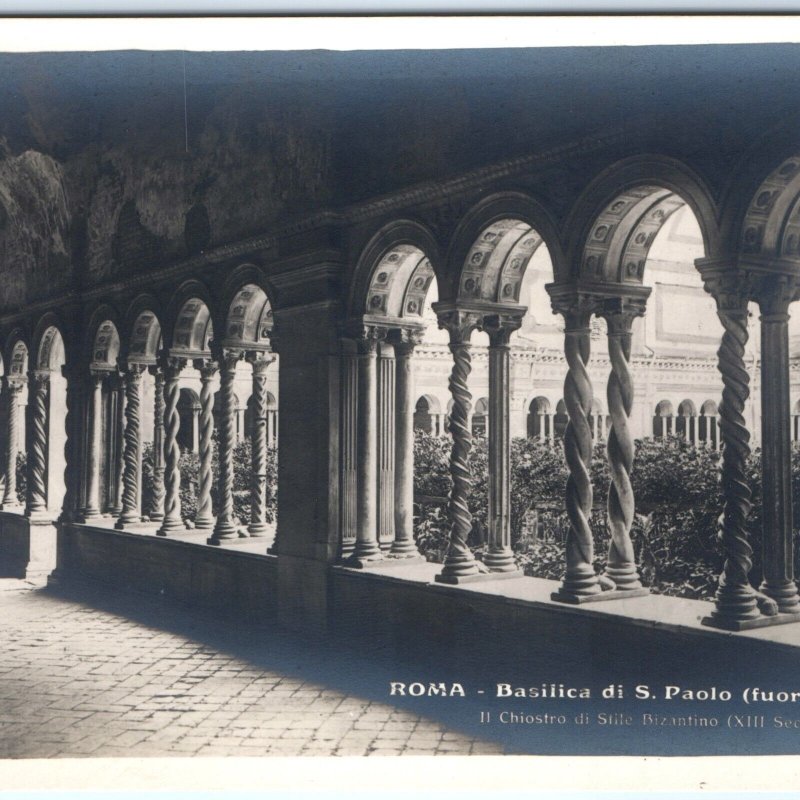 c1910s Rome St Paul Basilica Outside Walls RPPC Cloister Pillars Real Photo A163