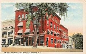 SARATOGA SPRINGS NEW YORK~CITIZENS NATIONAL BANK~1916 PMK WALTER STROUP POSTCARD