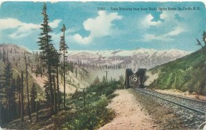 Train Emerging from Snow Sheds, Ogden Rt, So. Pacific RR Postcard Unused