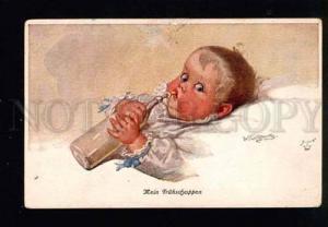 3041059 Baby w/ Milk. By FIALKOWSKA vintage PC