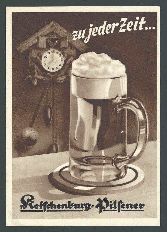 Ca 1935 PPC Germany Drink Pilsner Beer Any Time 4 X 6 Mint