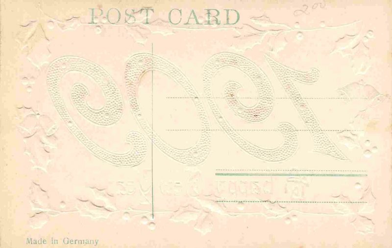 Happy New Year 1909 Date embossed postcard