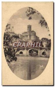 Old Postcard Clisson while strolling Notre Dame Church and Bridge Vallce