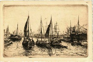CPA AK Steamers and Sailing Vessels in a Harbour SHIPS (911191)