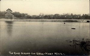 Hart Michigan MI The Road Across the Lake Real Photo RPPC Vintage Postcard