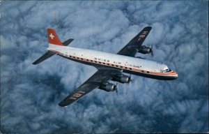 Swiss Air Lines Airlines Transatlantic DC-6 B Jet Airplane Advertising Postcard