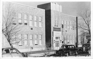 Autos 1940s RPPC Photo Postcard Lemon High School Mitchell South Dakota 4145