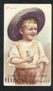 HIRES ROOT BEAR SODA POP CUTE BOY VINTAGE VICTORIAN TRADE CARD DUBUQUE IOWA