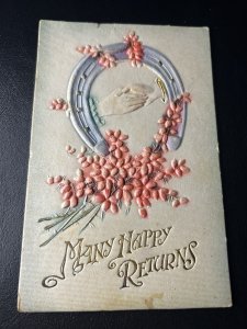 Greeting Antique Postcard Airbrushed Hands Horseshoe Sabina, Ohio KJ6
