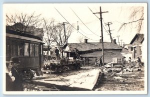 Iowa IA Postcard RPPC Photo Flood Disaster Trolley Streetcar 1912 Posted Antique