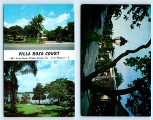 2 Postcards WINTER HAVEN, Florida FL ~ Roadside VILLA ROSA COURT Motel c1960s