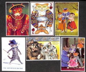 Lot of 6 modern postcards Mayfair Cards of London humanized cats illustrations