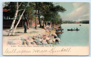 SALEM, NH New Hampshire ~ CANOBIE LAKE PARK Shore Scene 1910 Rotograph Postcard