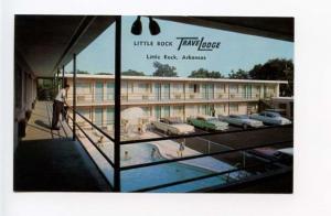 Little Rock AR Travel Lodge Motel Old Cars Swimming Pool Postcard