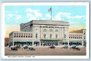 Elkhart Indiana IN Postcard New Lerner Theatres Exterior c1920's Vintage Cars