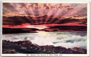 Postcard - Sunrise from Summit of Pike's Peak - Colorado