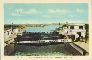 St. Catharines ON Lock No. 7 looking North Unused PECO Postcard G81