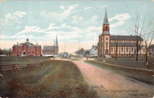 Calais Maine Convent Congregational Church Street View Antique Postcard K23994