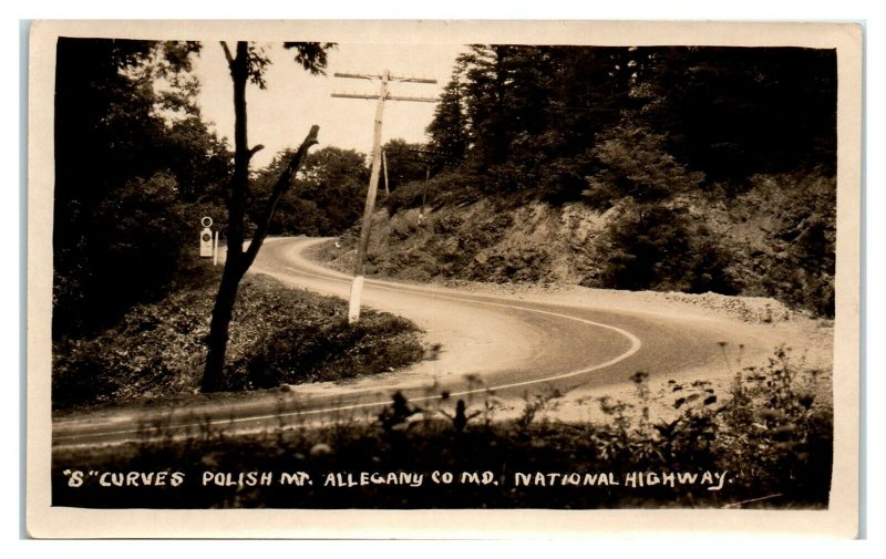 RPPC S Curves on Polish Mountain, Allegheny Co. MD, National Highway Postcard