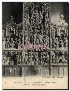 Old Postcard Rennes La Cathedrale Lateral Right Altarpiece & # 39A chapel