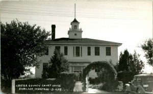 RPPC  Carter County Court House Ekalaka Montana MT w Car Postcard  S20