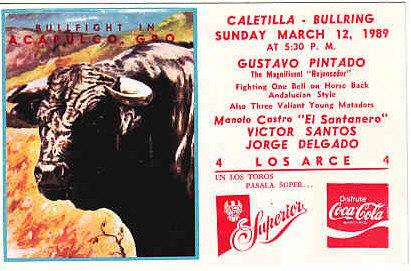 Mexico - Bull Fight Ad Card 1989