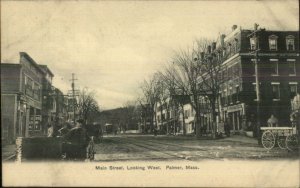 Palmer MA Main St. West Crisp Printed View c1910 Postcard
