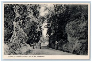 c1940's Cliffs Overhanging Road St. Peter Barbados B.W.I. Vintage Postcard 