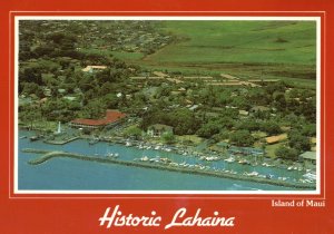 Vintage Postcard Historic Lahaina Sailing Yachts Whaling Vessels Maui Hawaii