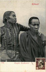 PC CPA DJIBOUTI / SOMALIA, COUPLE SOUDANAIS, Vintage Postcard (b13918)