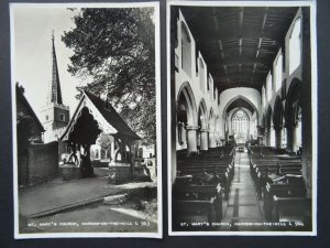 London 2 x ST MARY'S CHURCH Harrow on the Hill c1955 RP Postcard by Valentine