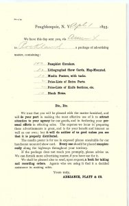 1893 POUGHKEEPSIE NY ADRIANCE PLATT & CO. ADVERTISING PACKAGE FARM TOOLS Z4215