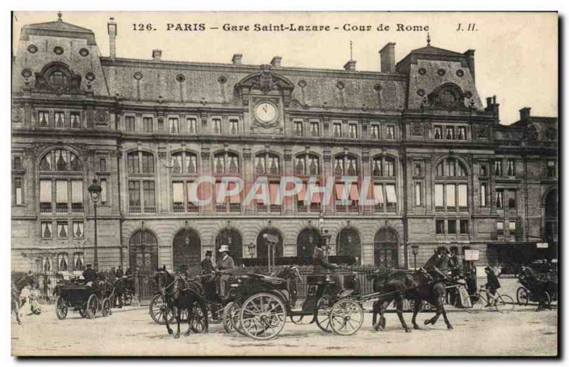 Old Postcard Paris Gare Saint Lazare Court From Rome