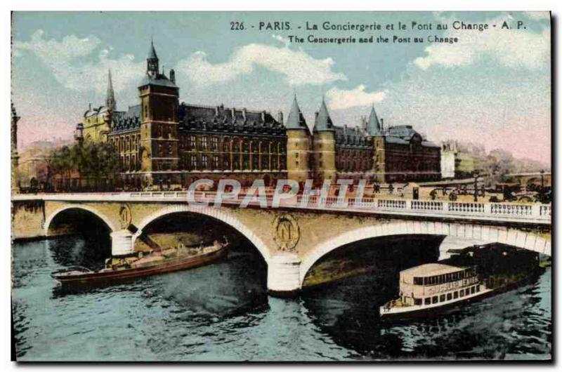 Old Postcard Paris La Conciergerie And Bridge Boat At Peniche Change