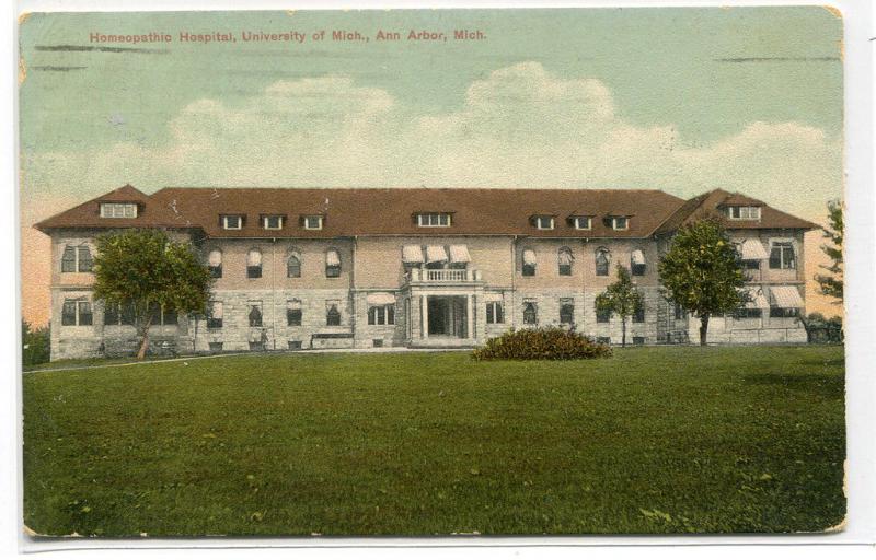 Homeopathic Hospital University of Michigan Ann Arbor MI 1908 postcard