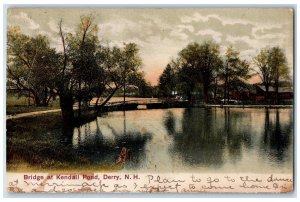 1909 Bridge At Kendall Pond Scene Derry New Hampshire NH Posted Vintage Postcard