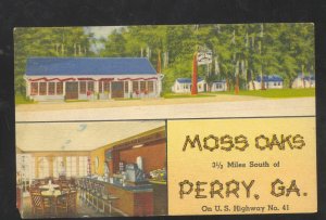 PERRY GEORGIA MOSS OAKS MOTEL INTERIOR LINEN ADVERTISING POSTCARD