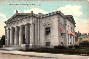 Postcard LIBRARY SCENE Muncie Indiana IN AI4143