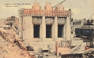 Vintage Panama Canal Miraflores Lock Wall Construction Postcard