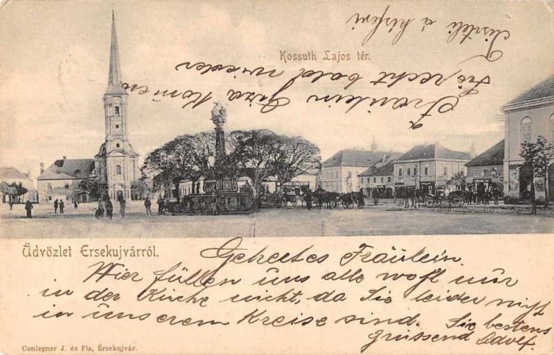 Ersekujvarrol Slovakia  Kossuth Lajos Square Vintage Postcard JE228539
